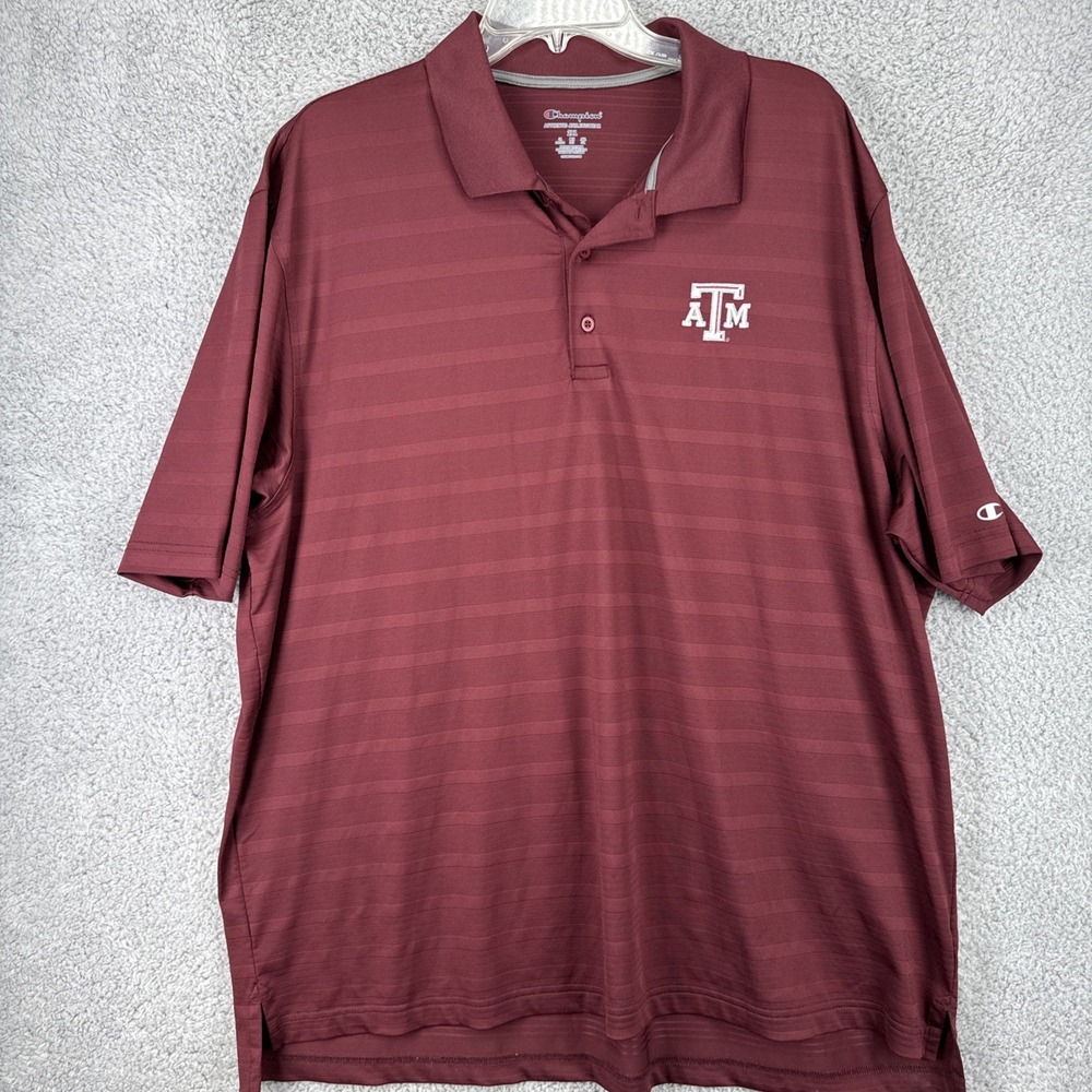 Champion Polo Shirt Mens XXL 2XL Maroon Texas A&M Aggies Lightweight Golf Casual